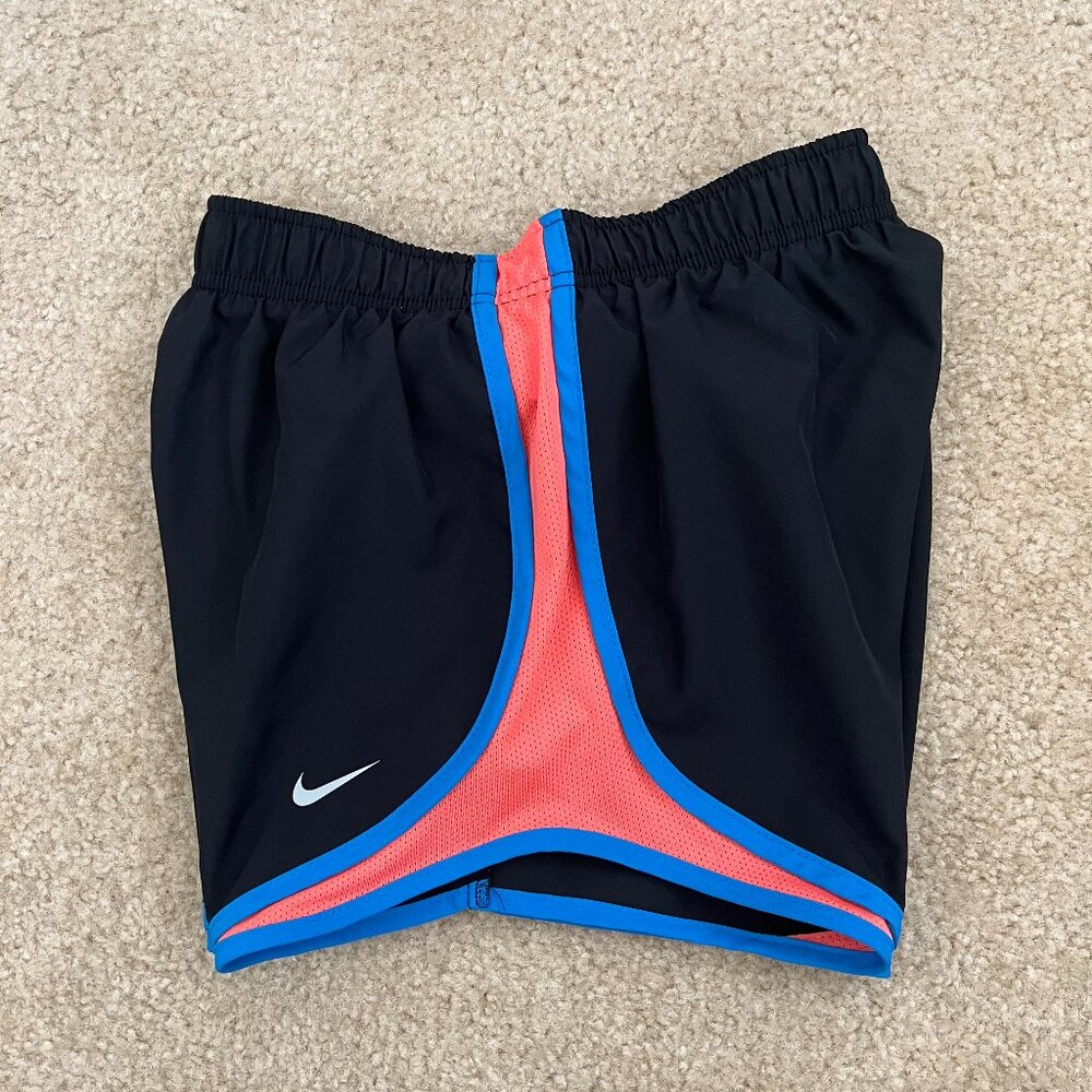Nike Tempo Athletic Shorts • Size X-Small • Black/Orange/Blue